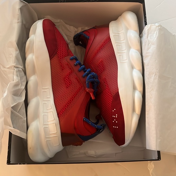 VERSACE Men’s 44 (US11) ChainReaction Leather Sneakers.Medusa Insignia New/Box - Picture 13 of 15